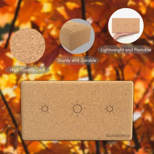 Sunshima Cork Yoga Block Set (2 Pack)  Premium 100% Natural Cork Blocks with Skin-friendly Non-Slip Grip for Beginners and Advanced Yoga and Pilates Classes, Home Fitness Yoga Accessories