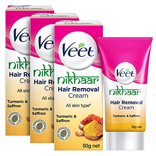 Image of Veet Nikhaar Hair Removal Cream for All Skin Types - 50 g (Pack of 3)