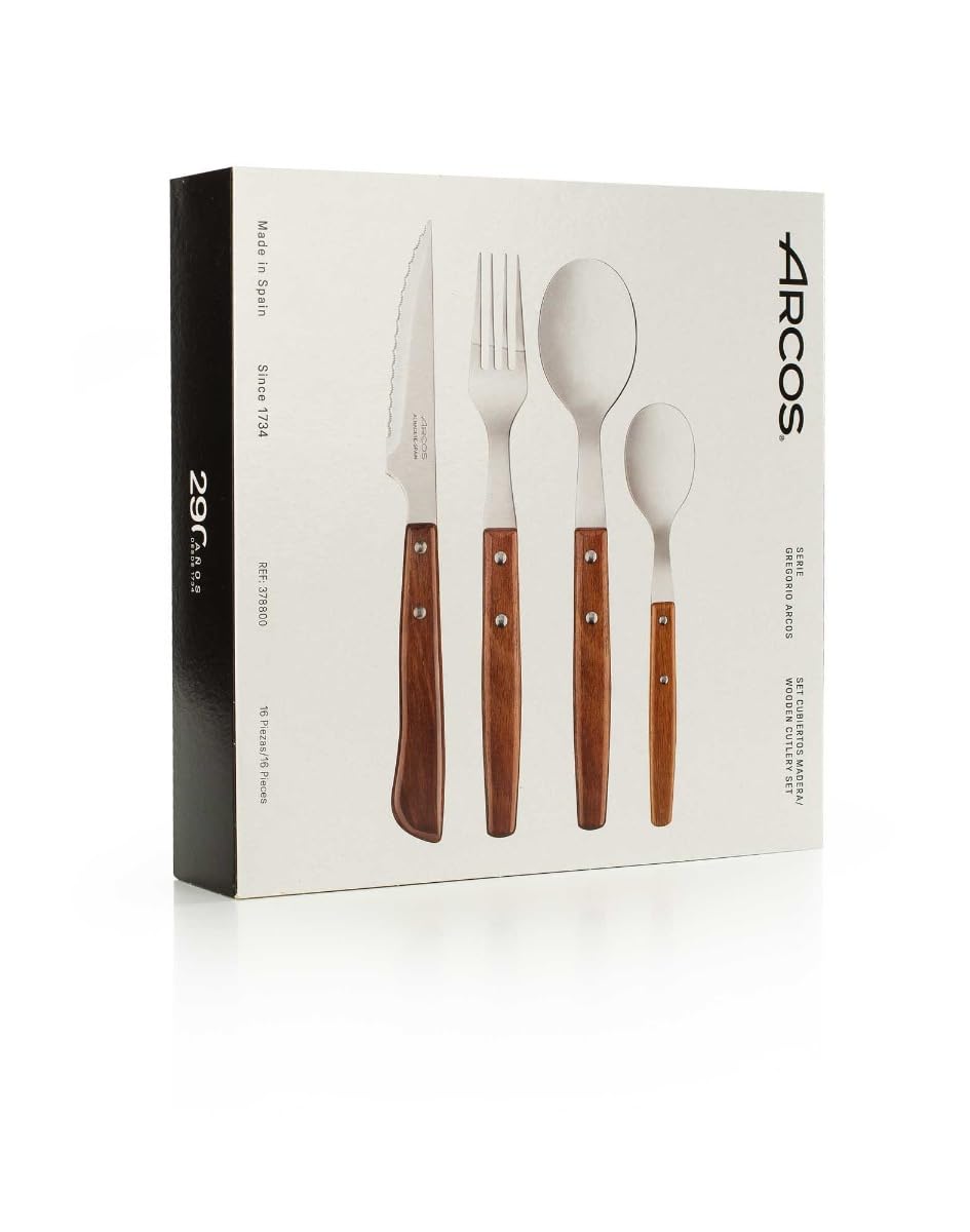 Arcos Serie Gregorio Arcos Besteckset, 16-teilig, Edelstahl, Holzgriffe, Braun