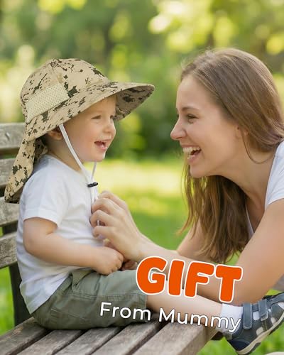 Image of Toddler Baby Sun Hat Kids Summer Beach Essentials Adjustable Beach Hats with Bucket Wide Brim for Boys Girls Age 0-14 Years