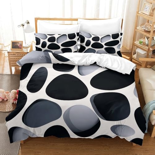 Housse de couette 3D avec fermeture éclair parure de lit microfibre double géométrie - 3