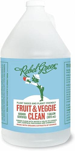 Rebel Green - Limpiador natural de frutas y verduras naturales, 1 galón de recarga