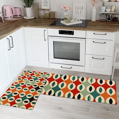 Tapis cuisine devant évier lavable lot de 2 rétro 50x80cm