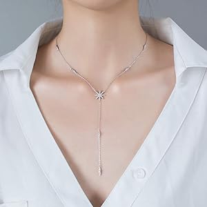 Amazon.com: Crystal Star Drop Y Necklace for Women 925