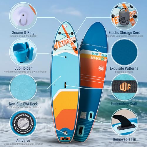 Image of Inflatable Stand Up Paddle Board, 11' x 33 inch x 6 inch Extra Wide SUP with Premium Accessories, Non-Slip Deck ISUP for Adults, Youth, Fishing, Yoga, Floating on Ocean & Lake