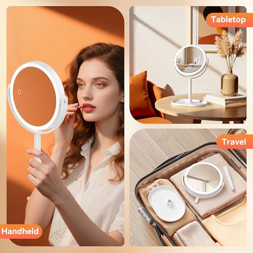 Auxmir 30X Magnifying Mirror with Light, 9'' Rechargeable Makeup Mirror with Tweezer, 3 Color Stepless Dimmable Mirrors with Phone Holders, 360° Free Standing Detachable Vanity Mirrors for Bedroom - Cosy Home Interiors Auxmir 30X Magnifying Mirror with Light, 9'' Rechargeable Makeup Mirror with Tweezer, 3 Color Stepless Dimmable Mirrors with Phone Holders, 360° Free Standing Detachable Vanity Mirrors for Bedroom - Image 9
