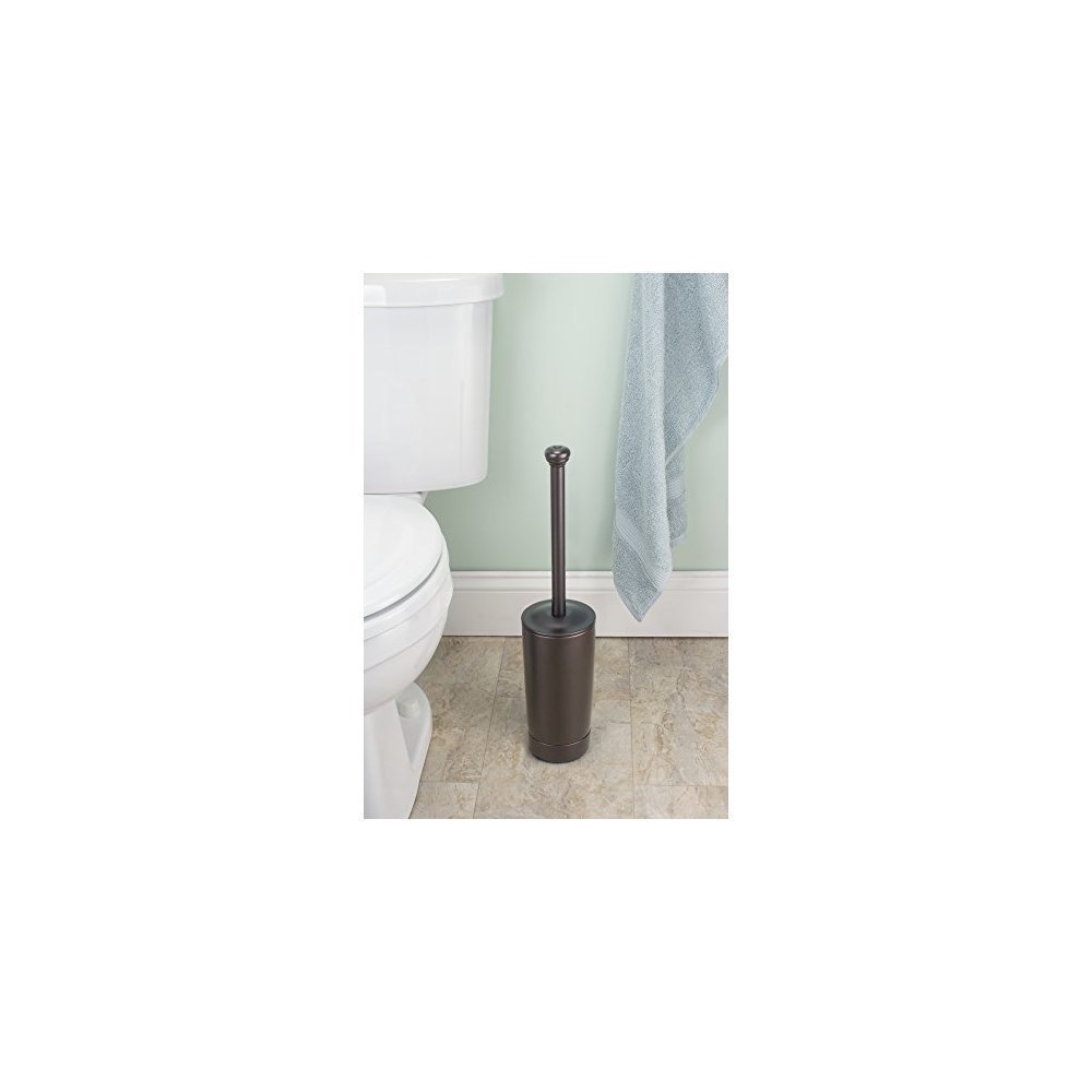 mDesign Metal Toilet Bowl Brush and Holder for Bathroom Storage