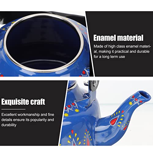 Camping Stove Porcelain Enameled Teakettle Enamel Teapot For Stovetop Decorative Teakettle Enamel Kettle Hot Tea Tea Kettle Pot For Restaurant Home Stovetop Kettle Tea Pot #TOP6