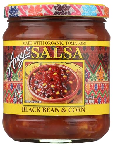 Amy's Salsa, Black Bean and Corn Salsa, Made With Organic Tomatoes, Gluten Free, Vegan Snacks, 14.7 Oz