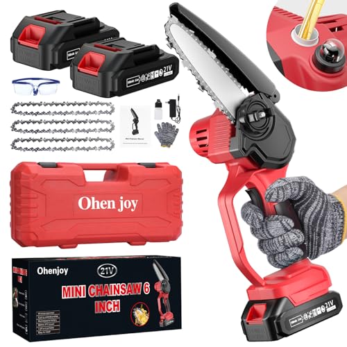 Mini Cordless Chainsaw 6-Inch with 2 Batteries & 3 Chains