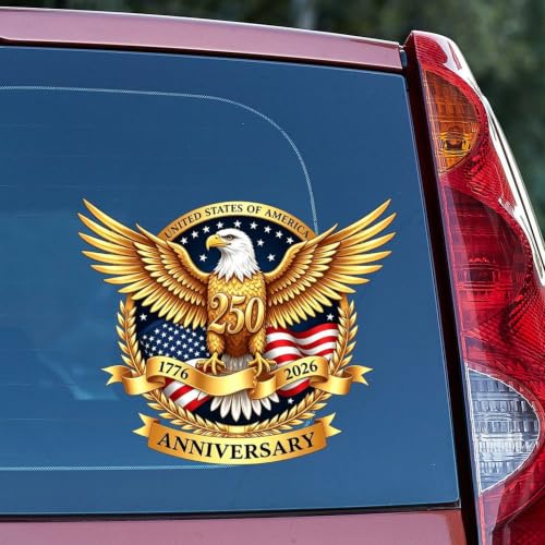 Image of 2pcs 250 Anniversary USA Merchandise 250th Anniversary USA Car Decal | Sticker 1776-2026 American Flag Patriotic Eagle Vinyl Decal for Car Truck Bumper Laptop Window Decor 10 inch 10 inch