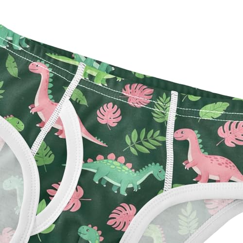 ODAWA Dinosaurs Green Pink Soft Cotton Underwear Tagless Boy Underwear 2T4