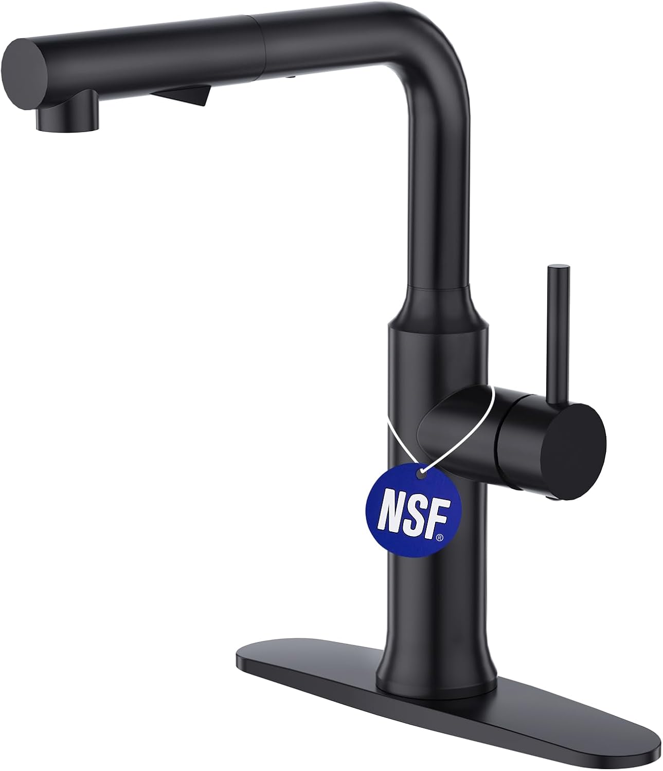 CREA Matte Black Kitchen Faucet with Pull Down Sprayer,Right Angle Bar Sink Faucet 1 Hole Single Handle Stainless Steel Farmhouse RV Laundry Room Uitility Sink Faucet 3 Hole Deckplate