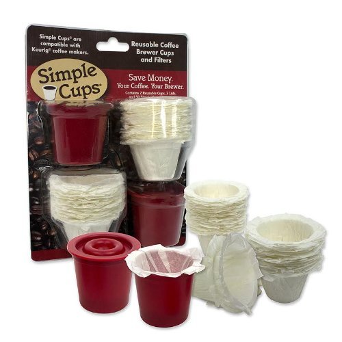 Reusable Coffee K-cups(Set of 2) with Disposable filters compatible with Keurig, Pod & other single use Brewers - 2 Cups with 50 Filters - Use Your Own Coffee - Reuse or Dispose of your K Cups