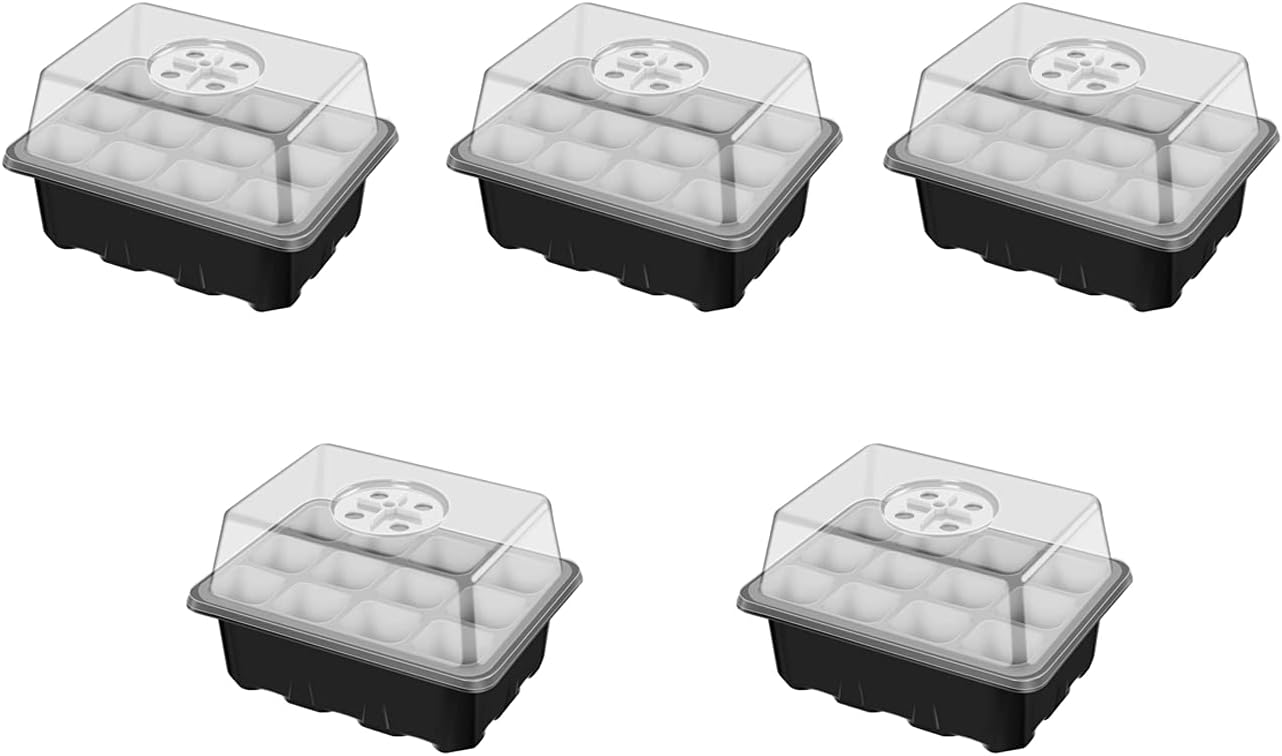 5 Pack Seed Trays with Lids 60 Cells Plant Germination Trays Sowing