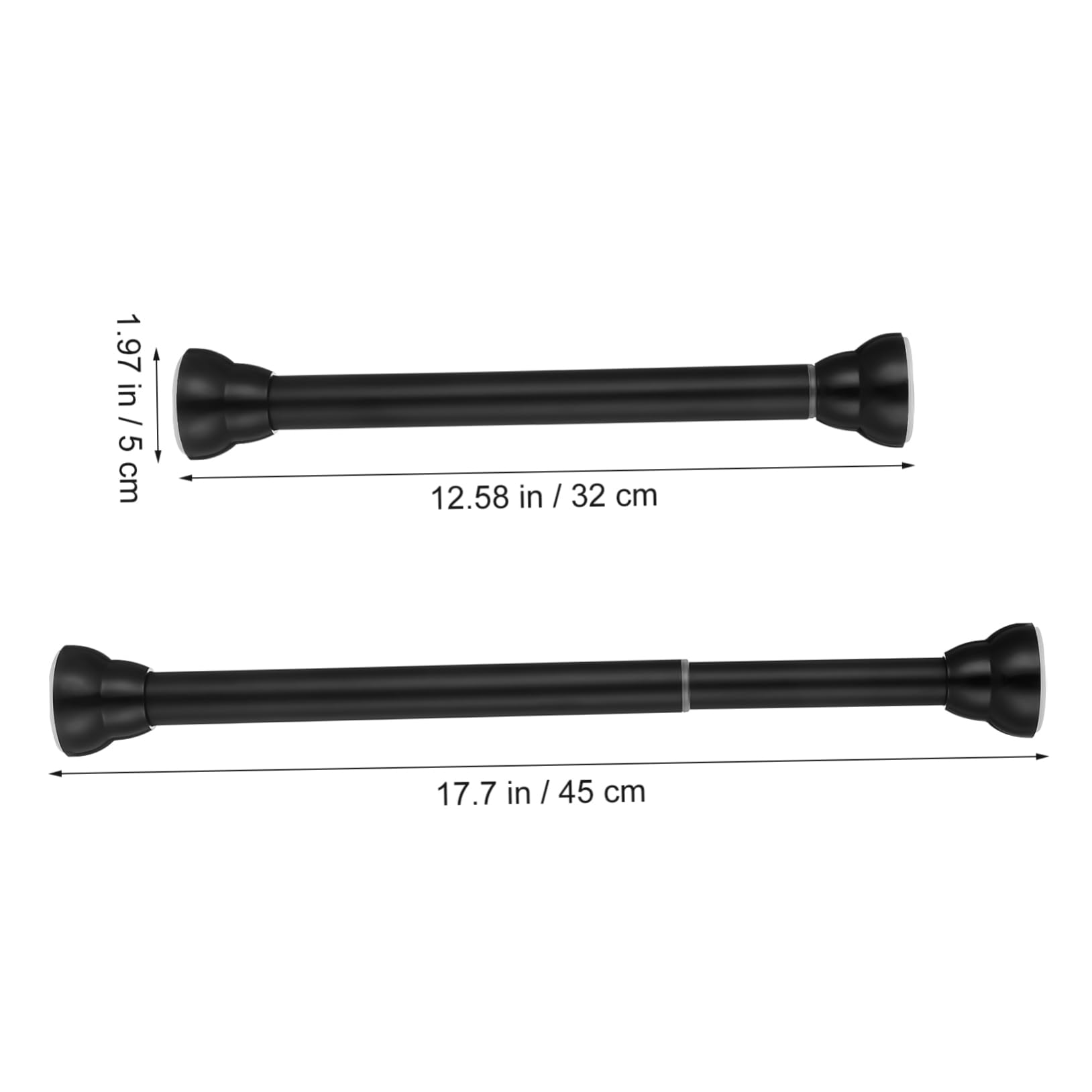 Alipis Barra de Armario Telescópica Extensible de Acero Inoxidable Negra, Resistente al Desgaste y Fácil de Limpiar, Adecuada para Ducha y Ventana con Ajuste de 30-45cm