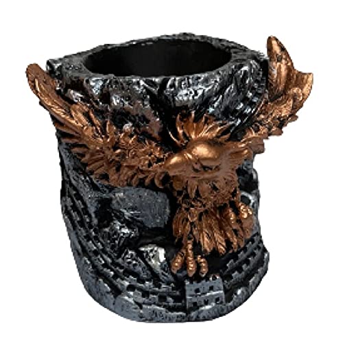 Image of AUGEN Pen Stand Decorative Hand Painted Eagle Design Stationery Holder | Gift Item | Table Top Decor (2083)