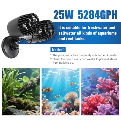 Image of DaToo 5284GPH Mini Aquarium Circulation Pump Ultra-quiet Fish Tank Wave Maker With Suction Cup 360 Degree Rotatable Aquarium Power Head Submersible Water Pump For Freshwater And Saltwater