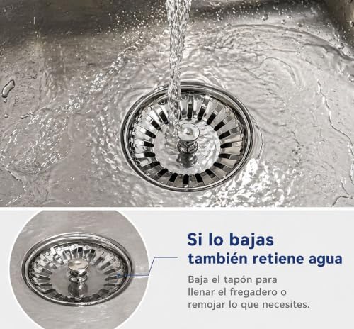 Miniatura 2 de Ociodual Tapón Colador Para Desagüe De Fregadero Diametro 83 Mm Acero Inox Filtro De Desechos Cesta De Drenaje Para Fregaderos
