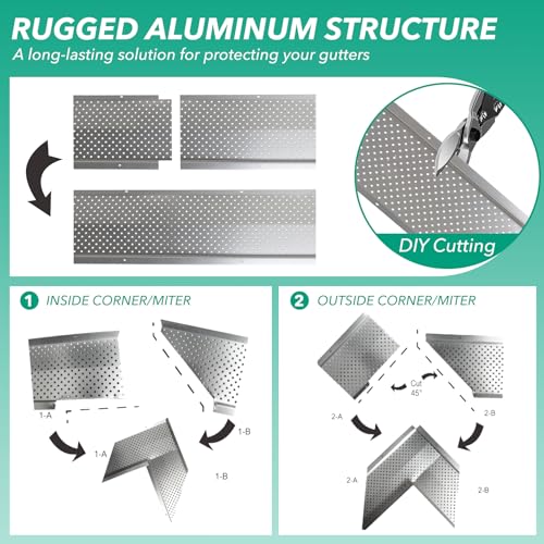 Image of Gutter Guard,5 inch Aluminum Leaf Filter Gutter Cover,50 PCS Total Length 200FT,Raptor Gutter Guards,Easy DIY Leaf Guards for Gutters Fits Any Roof or Gutter Type