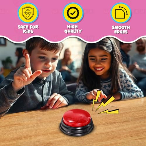 Image of Wembley Buzzer for Games Project Quiz with Siren Sound & Lights Battery Operated Portable Compact Non-Toxic Safe Answer Buzzer for Kids Adults Teacher - Pack of 1
