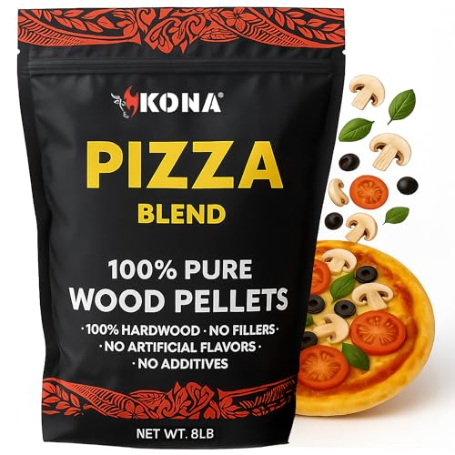 Kona Pizza Blend Wood Smoker Pellets, Intended for Ninja Woodfire Pizza Ovens, 100% Natural Hardwood - Rich Smoky Flavor - Ideal for Pizza Ovens, Smokers, and Smoker Tubes - 8 Pounds