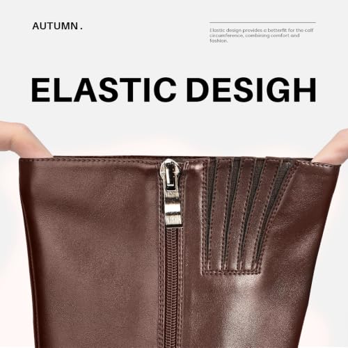 Image of Choiran Knee High Boots for Women - Platform Chunky Square Toe Tall Boots with Block Heeled Side Zipper, Fashion Long Gogo Boots for Spring Fall