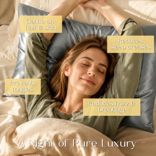 Image of ZIMASILK 25 Momme 100% Pure Mulberry Silk Pillow Cases, Iron Gray, Standard | Natural Silk, Highest Grade 6A, Hair and Skin Care, Thick & Soft, Gift for Women Men, 1pc (Standard 20 inchx26 inch)