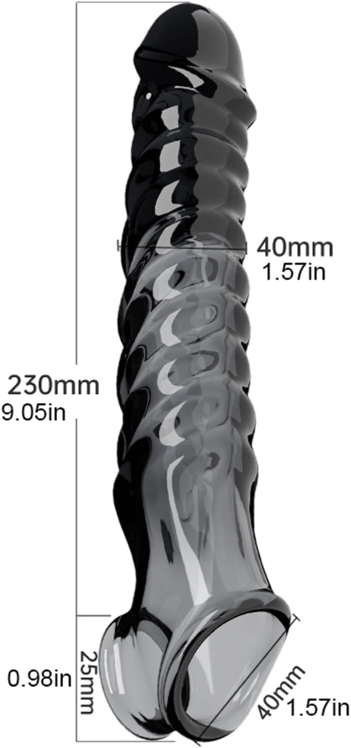 Extra Large Penis Sleeve Male Penis Extender Sleeve with 3.14IN Solid, Monster Penis Enlarger Sleeve with Cock Ring, Penis Extension Sleeve Male Penis Sheath Adult Sex Toy (Black)