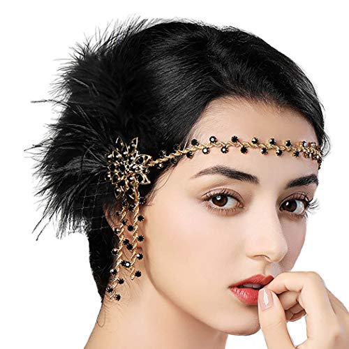 Bohend Vintage años 20 plumas bandas para el pelo Flapper nupcial Headpieces...