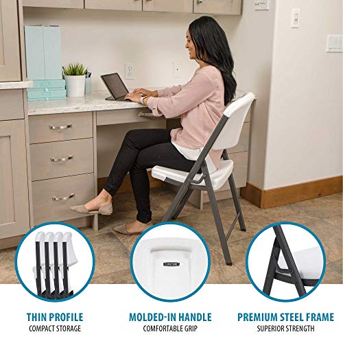 Lifetime Commercial Grade Folding Chair, 4 Pack,High-Density Polyethylene, White Granite #TOP4