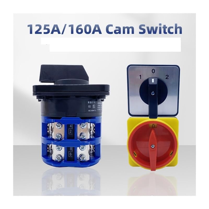 POWTAXBJGD LW26-125A 160A Cam Rotary Switch Two/Three Positions 1-4 Poles Silver Power Control YMW26GS Main Selector(Silver Plate,4 Poles_01 Positions_125A)