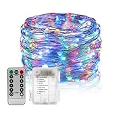 5M/5.0 m 50 LEDs Lichterkette Kupferdraht Lampe Weihnachtslichterkette 8 Beleuchtungsmodi mit Fernbedienung 3 x AA Zellen betrieben für Hochzeit Party Terrasse Garten Heimdekoration