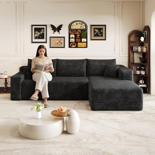 Yihomfy 241 cm Canapé Convertible,Canape Dangle Convertible,Canapé d'angle, Canapé Modulable, Assise Profonde, Canapé 3 Places avec Méridienne, Canapé...