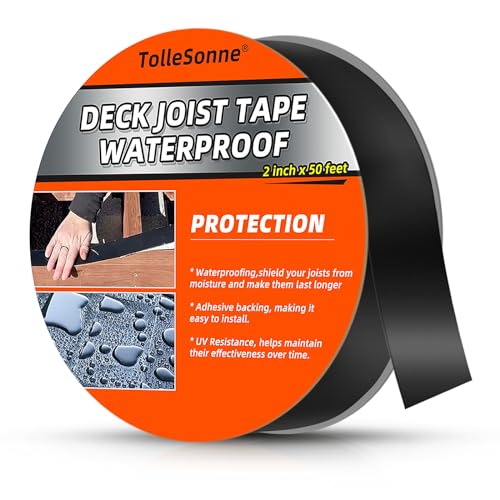 Image of 1 Pack Joist Tape 2 inch x 50' Weather-Resistant Butyl Joist Tape for Decking, Self Adhesive Deck Flashing Tape for Wood Decks Beams Roof and More