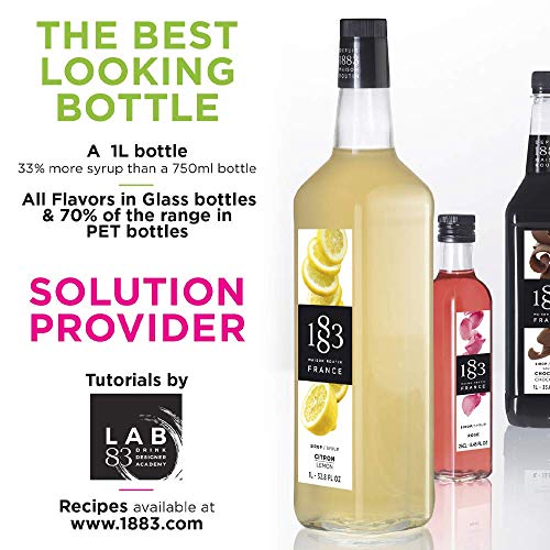 Image of 1883 Lavender Syrup - Flavored Syrup for Hot & Iced Beverages - Gluten-Free, Vegan, Non-GMO, Kosher, Preservative-Free, Made in France | Glass Bottle 1 Liter (33.8 Fl Oz) (Pack of 2)