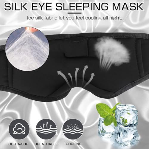 Image of LC-dolida Sleep Mask with 5.4 Bluetooth Headphones, Silk Sleep Headphones, Total Bluetooth Eye Mask for Sleeping, Sleep Soft Mask for Women Men, All Night Sleep, Travel(Ink)