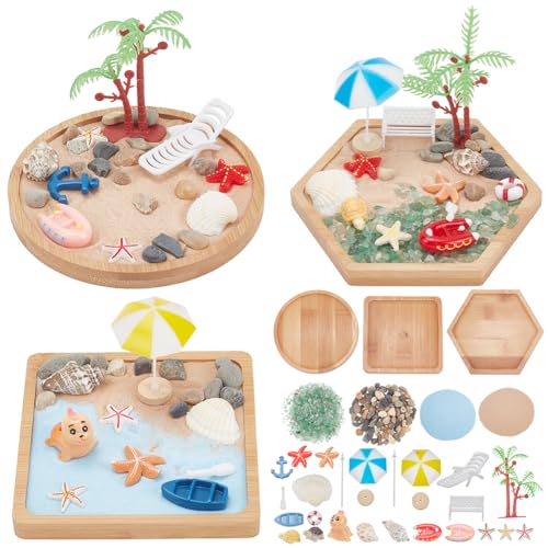 WEBEEDY 3 Sets Miniature Beach Zen Garden Kit Sand...