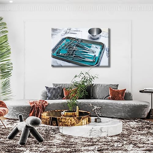 Image of TUMOVO Clinical Laboratory Canvas Wall Art Home Decor Medical Pictures Black and White Wall Art 1 Panel Medical ExaminationPosters and Prints Framed Ready to Hang (16 inch Wx24 H)