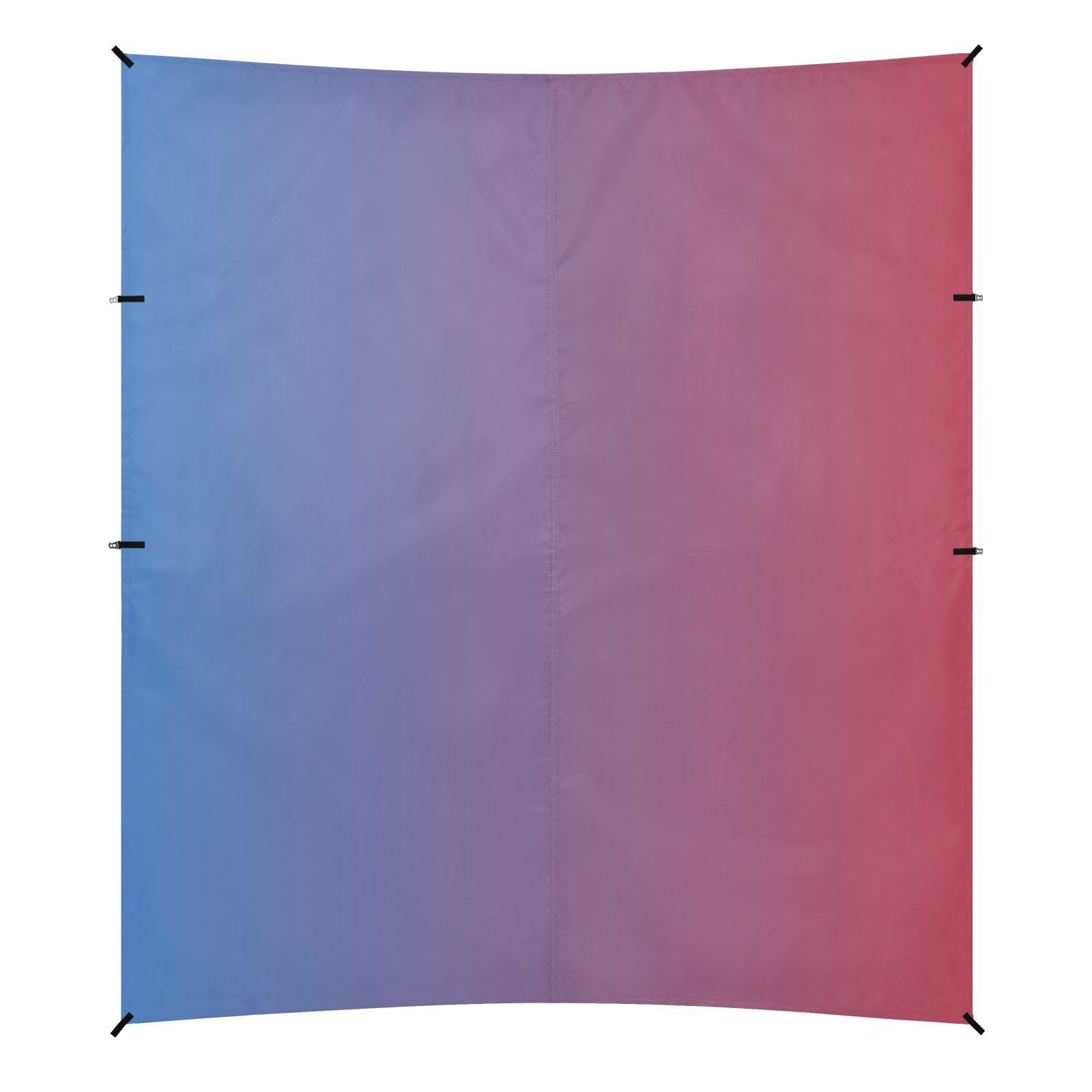 Blue Red Gradient Beach Cabana UPF50+ Protection Waterproof Sun Shade with Sand Shovel, Sandbags for Backyard, Grassland, Park