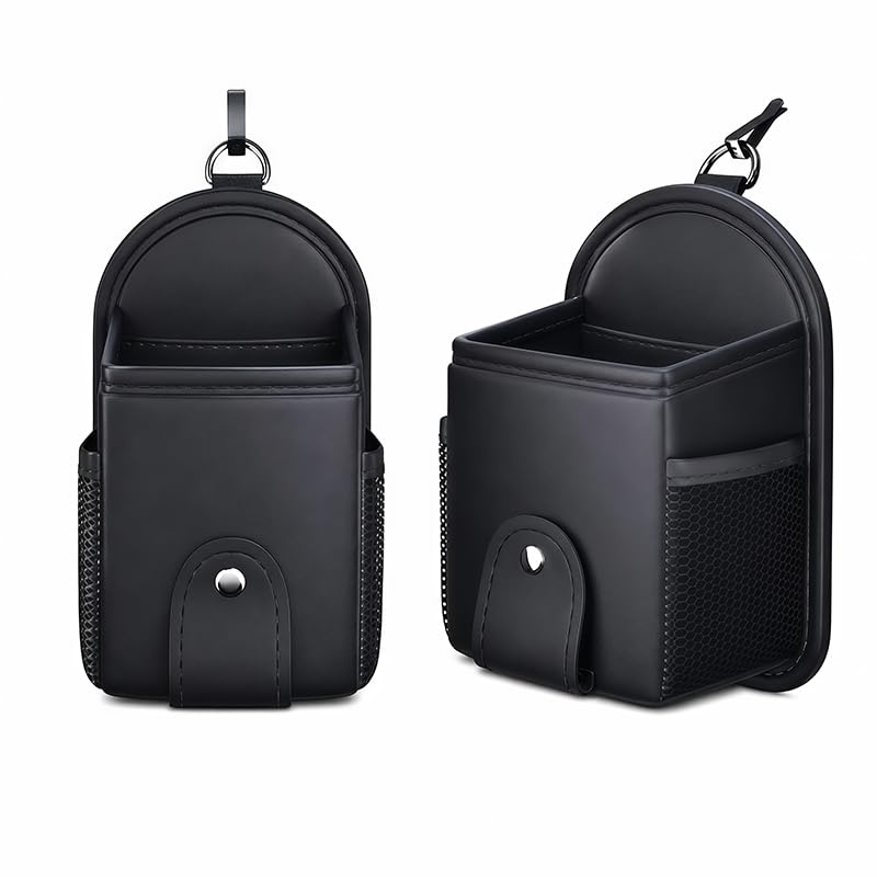 Auto Lüftungsschlitze Aufbewahrungstasche für Ford Transit Connect/Transit Custom/Transit Courier, 2er-Pack Schwarz Leder Organizer Tasche für Handy Karten Brille Sonnenbrillenhalter kfz