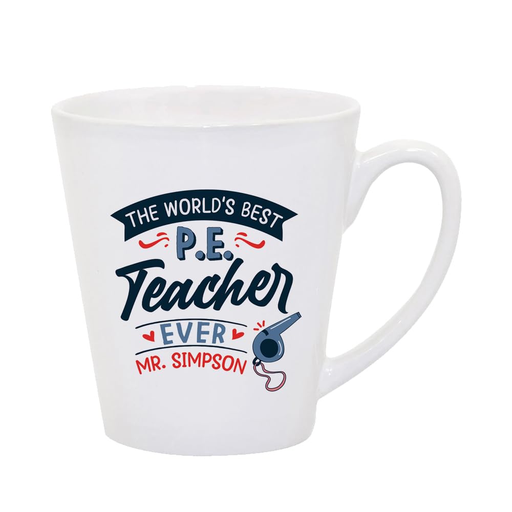 Getagift P.E. Teacher Gift, Personalised The Worlds Best P.E. Teacher Gift, Coffee Mug,Tea Mug, Ceramic Latte Mug. (12 oz)