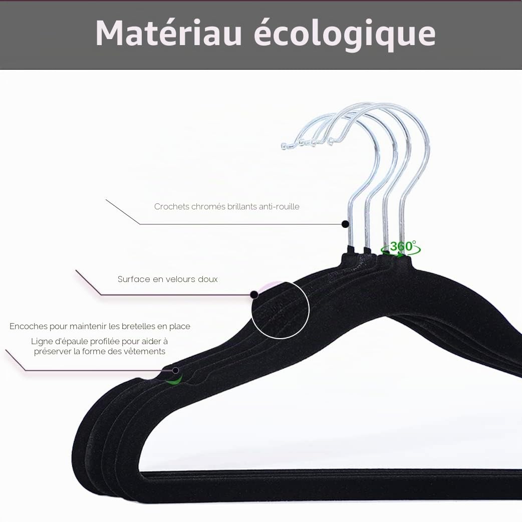 Cintres en Velours Bébé pour Enfants[Paquet de 40] (29,5cm) pour Manteaux, Chemises, Robes, Pantalons