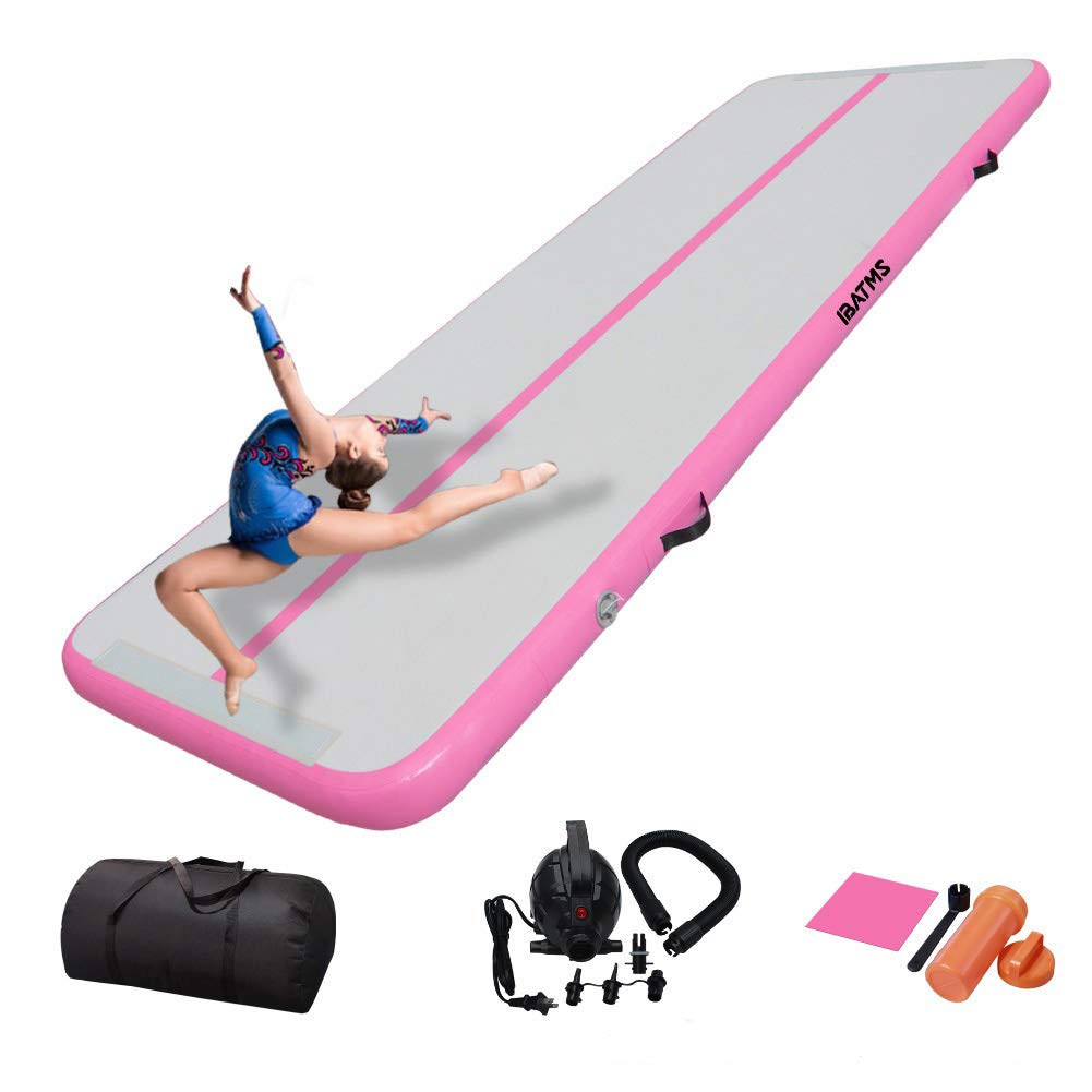 IBATMS Air Tumbling Mat, 6ft/10ft/13ft/16ft/20ft Inflatable Gymnastics Air Mat 4inch/8inch for Gymnastics Training/Home Use/Cheerleading/Yoga/Water with Pump