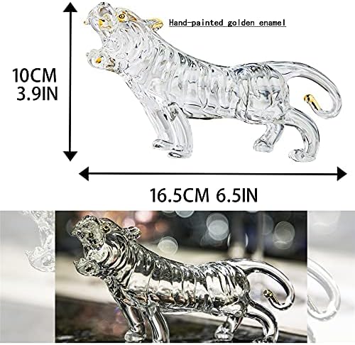 YU FENG Crystal Tiger Figurines Collectibles Hand Blown Painted Glass Art Wildlife Animal Sculpture Ornament Handmade Home Office Decor Crystal Paperweight