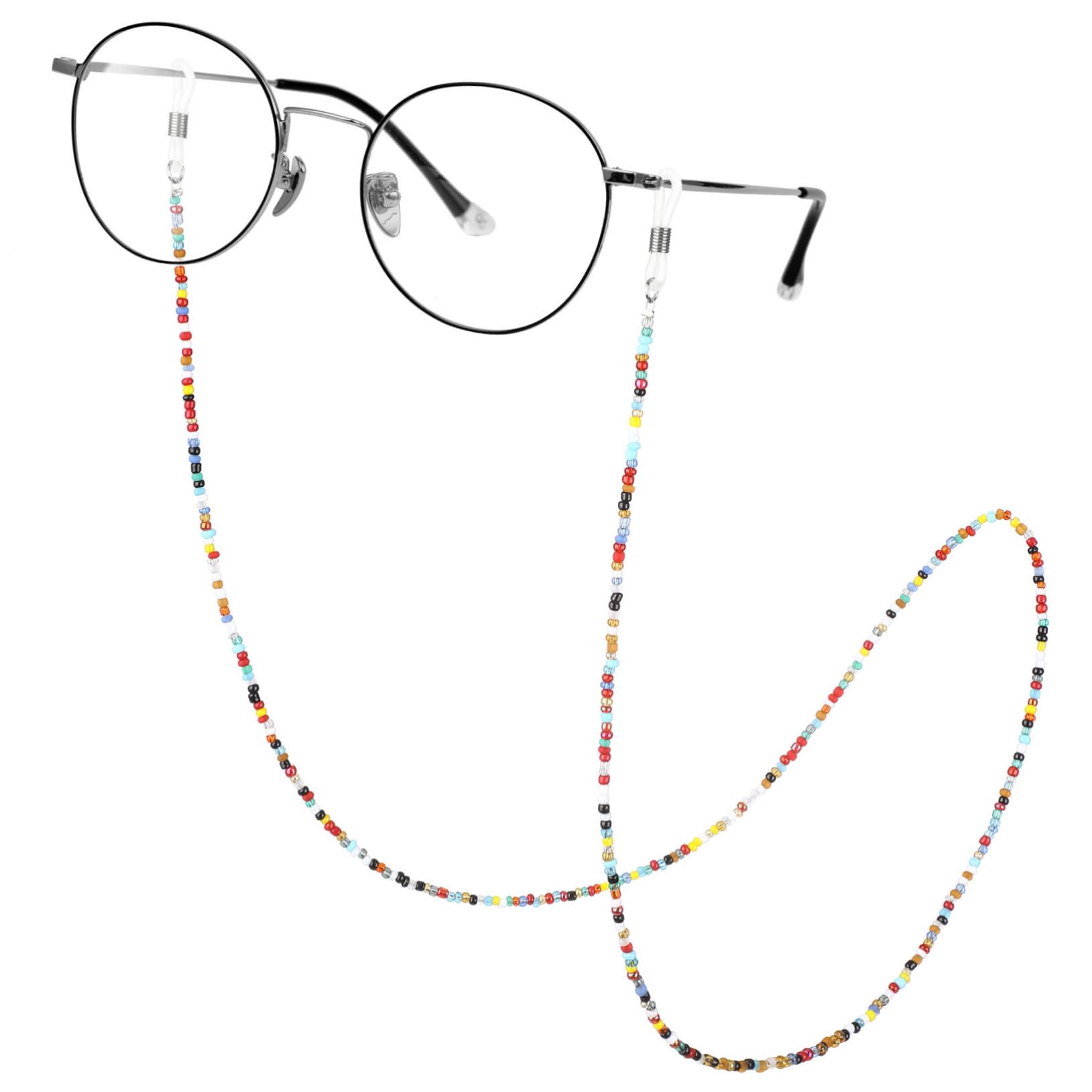 HEMOTON 2 piezas Cadena para Gafas Cuentas Coloridas Hechas Mano Cordón Antideslizante para Gafas de Sol y Lectura para Mujer y Hombre