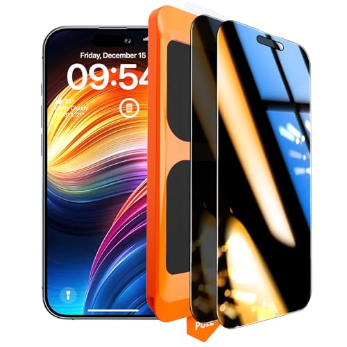 TOCOL für iPhone 15 Pro Max für Panzerglas Sichtschutz Full Screen Automatische Installation 9H Stoßfest Kratzfest Anti-Fingerabdruck Anti-Bläschen Anti-Spy Folie Kompatibel mit Hülle 2 Stück