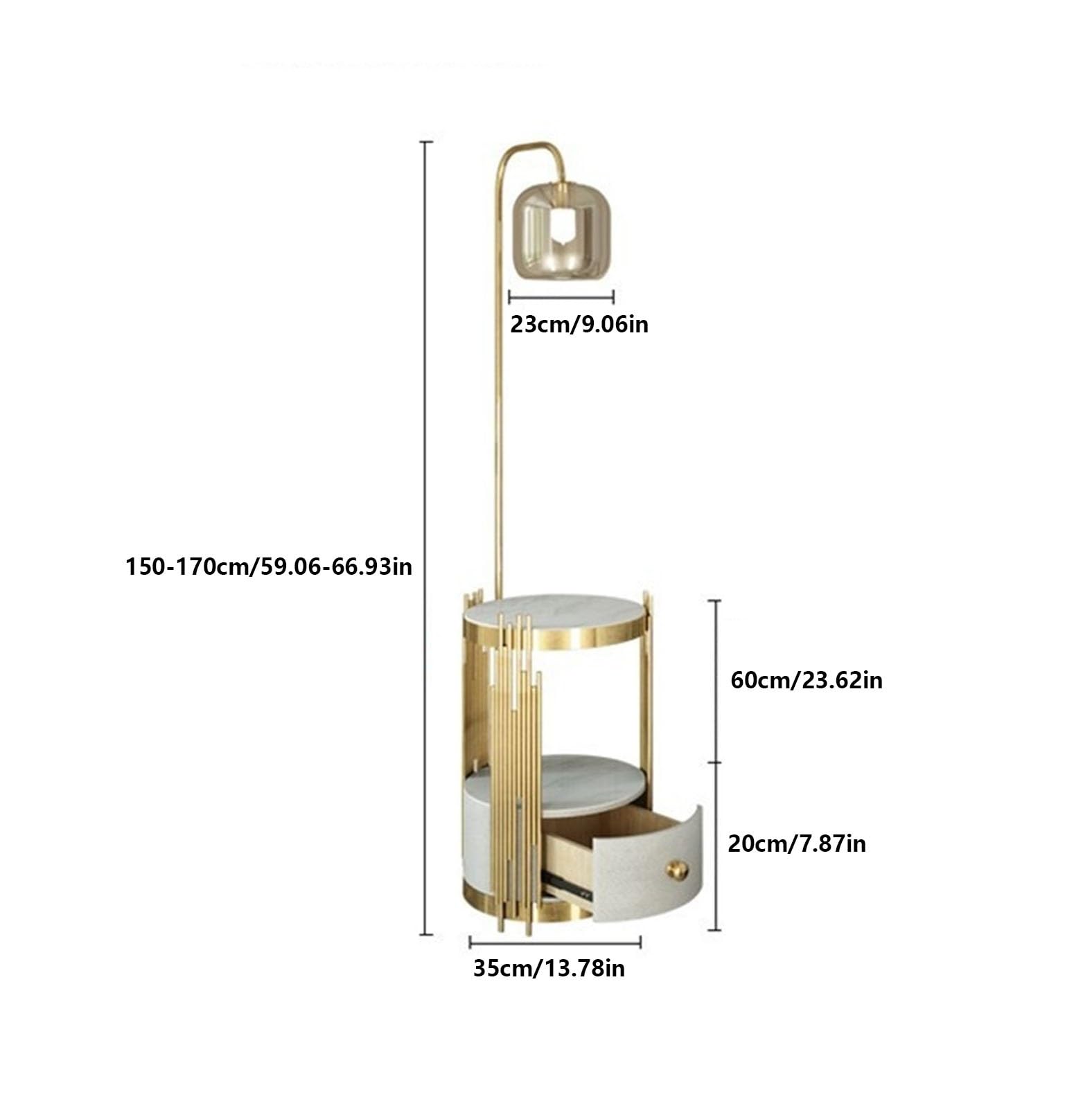 Lampa podłogowa Lampa podłogowa ze stołem i szufladami, stolik końcowy z 3 lampkami do czytania o temperaturze barwowej, boczna lampa stołowa z portem ładowania USB do salonu, sypialni