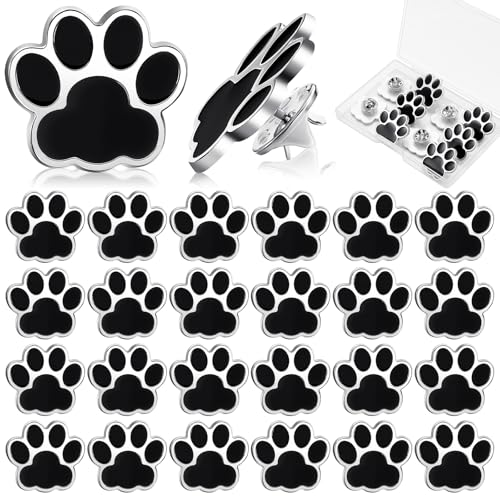 24 Pack Paw Award Lapel Pin Bulk Enamel Lapel Pins School Student Awards Cute Cat Dog Paw Print Badge Brooches Brooch Animal Badge for Students Teacher Employees Staff Team Gift