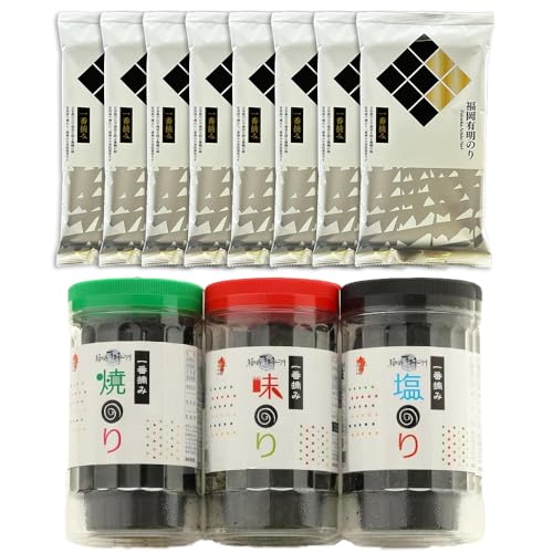 福岡 有明のり セット (1) (70枚入りボトル×3本・半切り5枚入り×8袋) [お申込み順に出荷予定]2B1